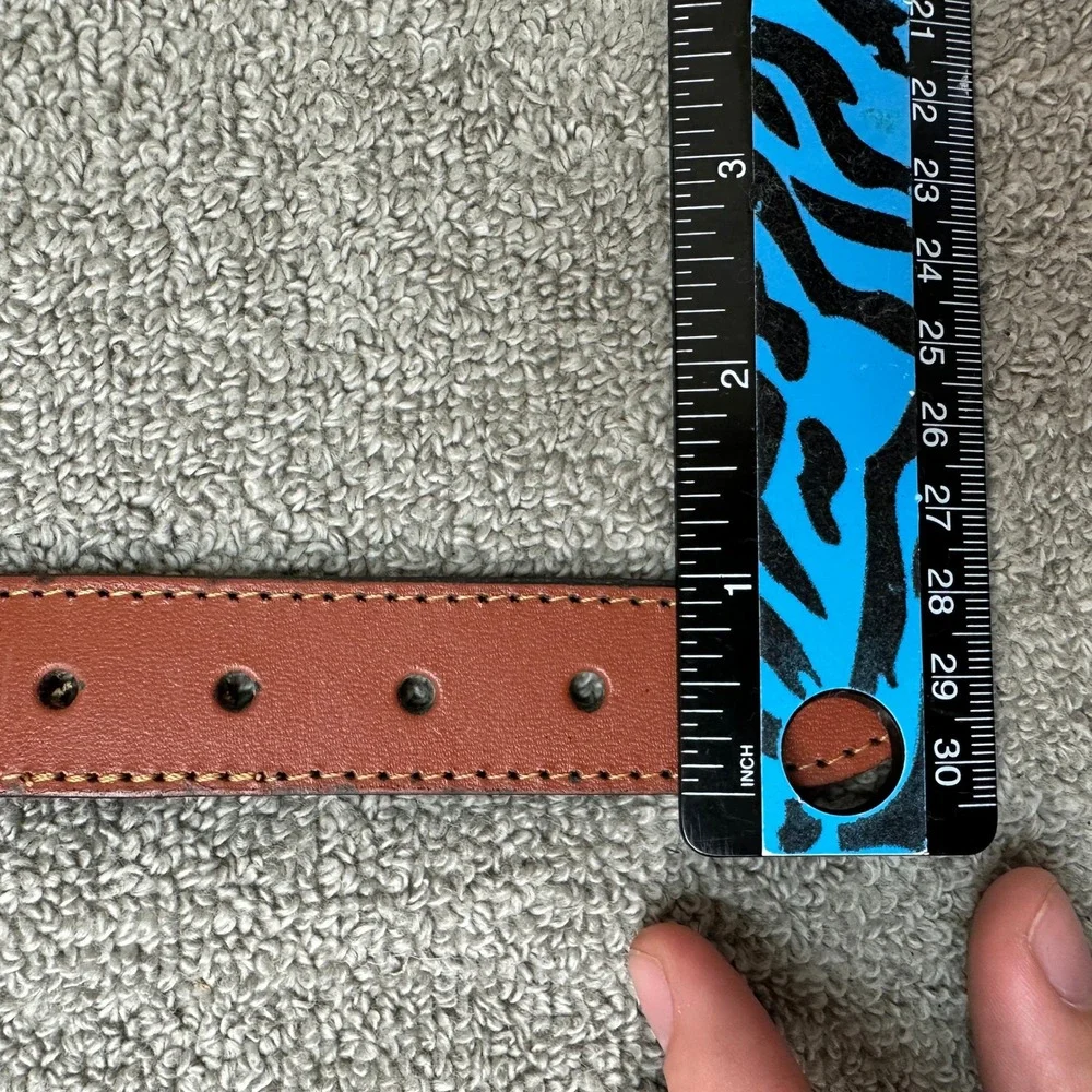 Vintage Nautical Flag Canvas Leather Belt Made in Argentina Brown Brass Size 46